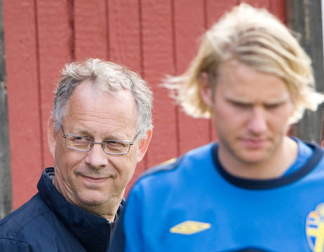 Förbundskapten Lars Lagerbäck på U21-träningen, här