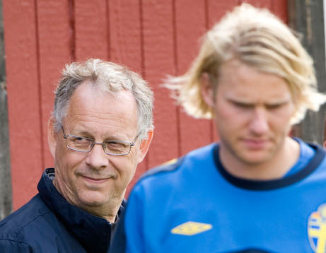 Förbundskapten Lars Lagerbäck på U21-träningen, här