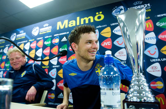 Hjälten Marcus Berg och förbundskapten Jörgen