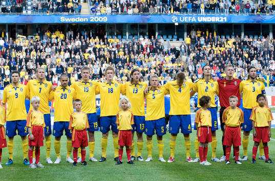 Sveriges lag Marcus Berg, Ola Toivonen, Emir Bajrami,