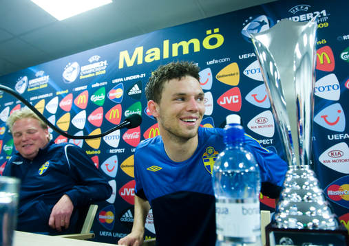 Hjälten Marcus Berg och förbundskapten Jörgen
