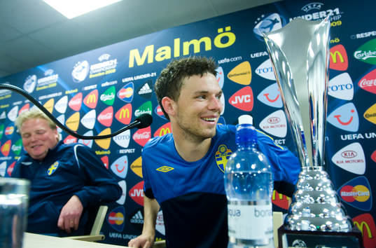 Hjälten Marcus Berg och förbundskapten Jörgen