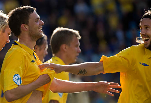 Marcus Berg, jubel, glädje med Mattias Bjärsmyr