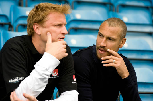Kennet Andersson och Henrik Larsson, kollade dagens träning