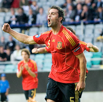 Marc Torrejon, Spanien, gör 1-0. Jubel