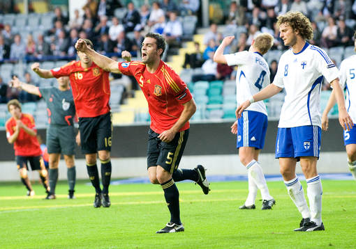 Marc Torrejon, Spanien, gör 1-0. Jubel