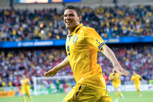 2-målsskytten Marcus Berg, jubel, glädje