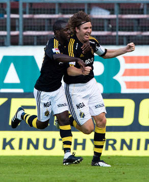 Dulee Johnson och Nils-Eric Johansson, AIK, jubel
