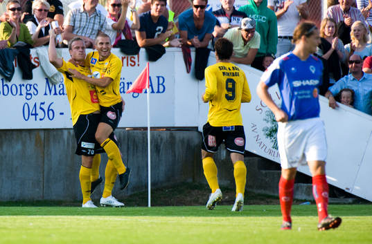 Marcus Ekenberg och Mjällby jubel