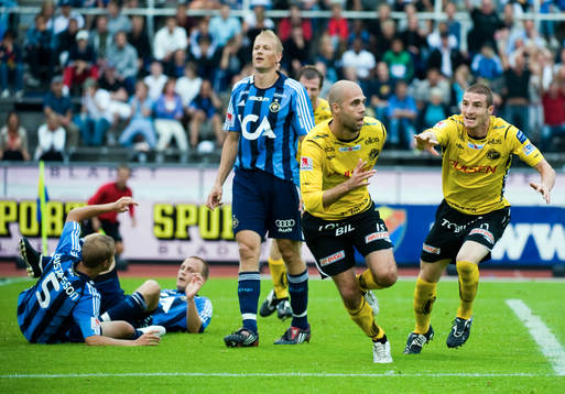 Teddy Lucic,  och James Keene, Elfsborg, jubel