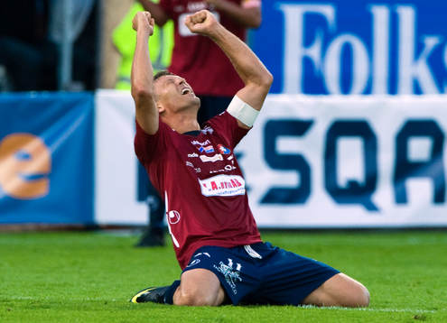 Marcus Allbäck, Örgryte gjorde segermålet 0-1, jubel