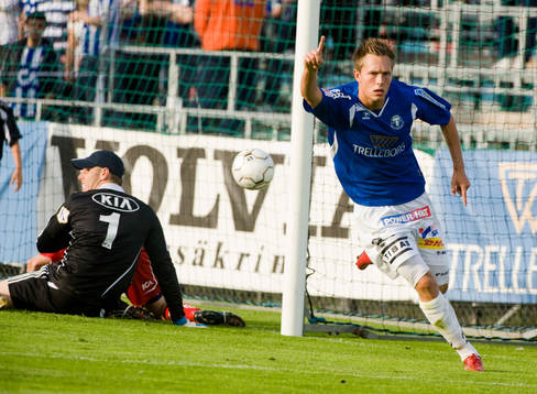 Andreas Wihlborg, Trelleborg gjorde 2-1. Jubel. Kim