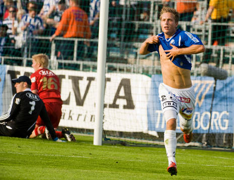 Andreas Wihlborg, Trelleborg gjorde 2-1. Jubel. Kim