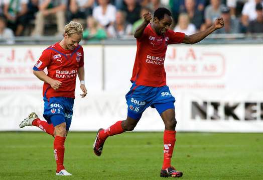 Erik Sundin och René Makondele, Helsingborg, jubel
