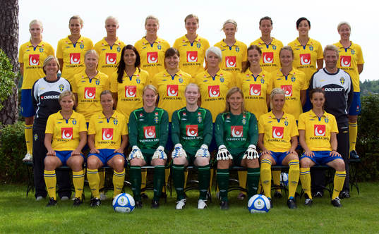 Fotboll, Dam, Sverige, lagbild, porträtt och aktion