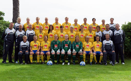 Fotboll, Dam, Sverige, lagbild, porträtt och aktion