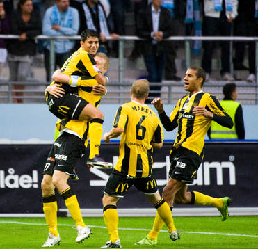 Tom Söderberg och Paulo de Oliviera, Häcken, jubel