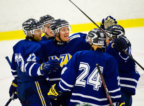 Per Lundin, David Petrazek och David Ullström, HV71, jubel