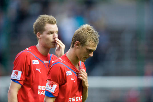 Marcus Nilsson och Joel Ekstrand, Helsingborg, depp när de