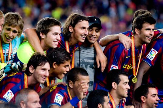 Zlatan Ibrahimovic lagbild Barcelona med medaljer