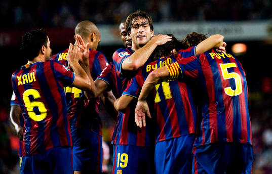 Jubel Barcelona, Maxwell, Bojan Kirkic, Puyol, Xavi