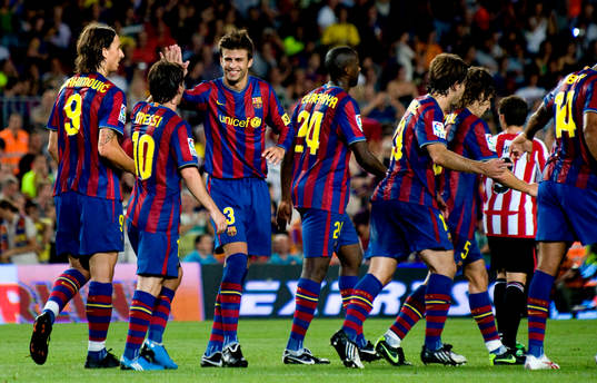 Jubel Barcelona, Zlatan Ibrahimovic, Lionel Messi, Pique