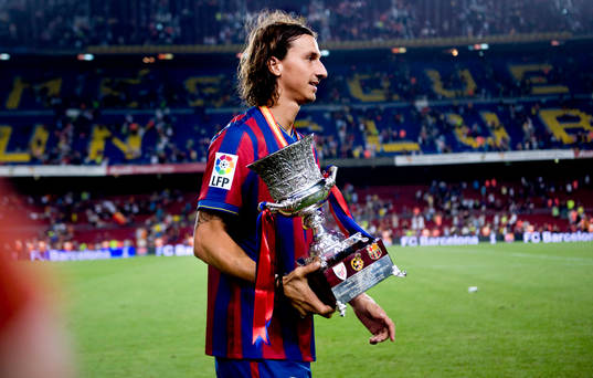 Barcelona vann spanska supercupen, här Zlatan Ibrahimovic