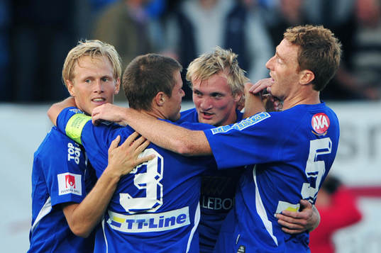 2-målsskytten Fredrik Jensen, Trelleborg, jubel