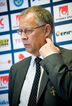Presskonferens. Lars Lagerbäck, förbundskapten