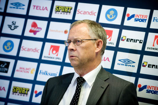 Presskonferens. Lars Lagerbäck, förbundskapten