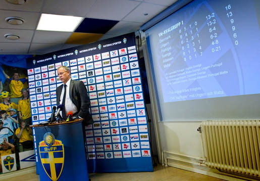 Presskonferens. Lars Lagerbäck, förbundskapten