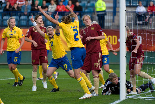 Charlotte Rohlin, Sverige 1-0, jubel