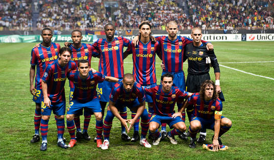 Fotboll, UEFA Super Cup, Barcelona, Lagbild startelva;