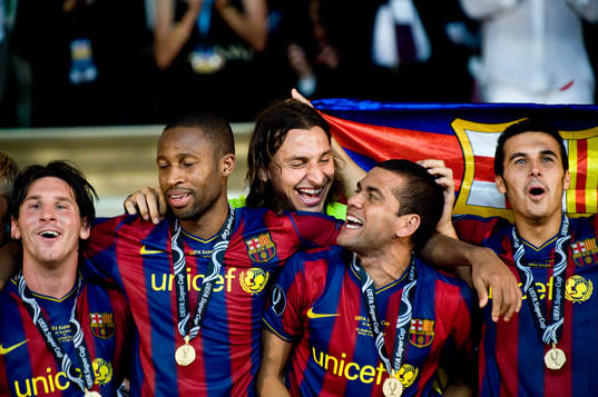 Keita, Zlatan Ibrahimovic, Dani Alves, Barcelona, jubel,