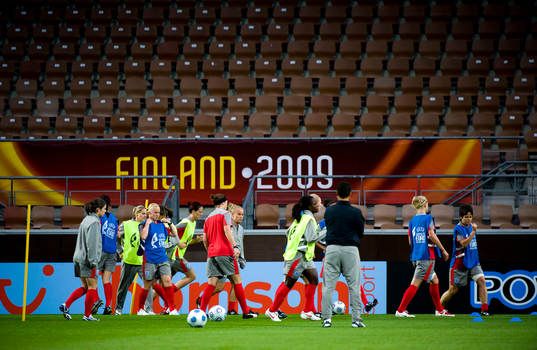 Fotboll, Dam, EM, England, träning