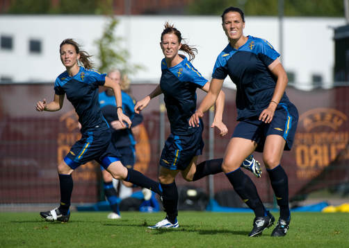 Kosovare Asllani, Lotta Schelin och Jessica Landström