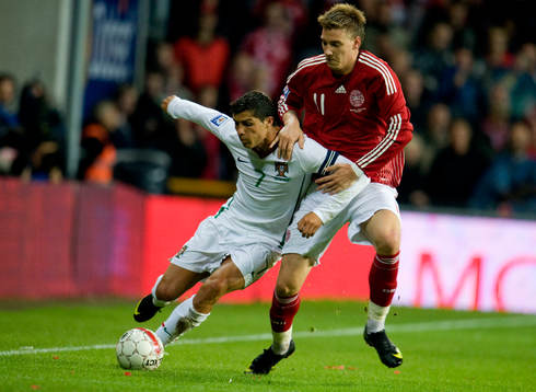 Cristian Ronaldo, Portugal och Niclas Bendtner, Danmark,