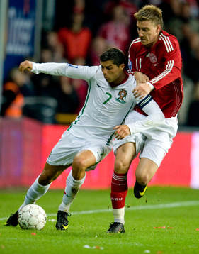 Nicklas Bendtner, Danmark och Cristiano Ronaldo, Portugal