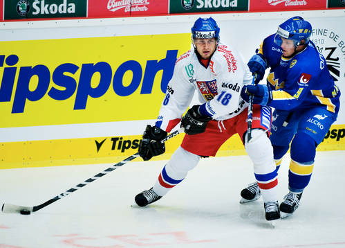 Tony Mårtensson, Sverige, försöker att ta pucken av