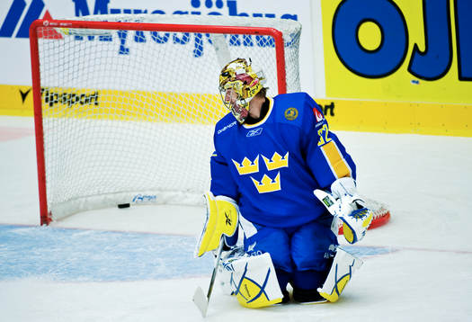 Mikael Tellqvist, målvakt, Sverige, depp när han ser