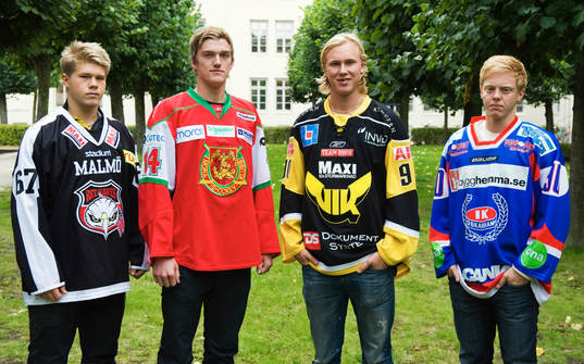 Fv: Victor Öhman, Malmö, Mattias Ekholm, Mora, Dennis
