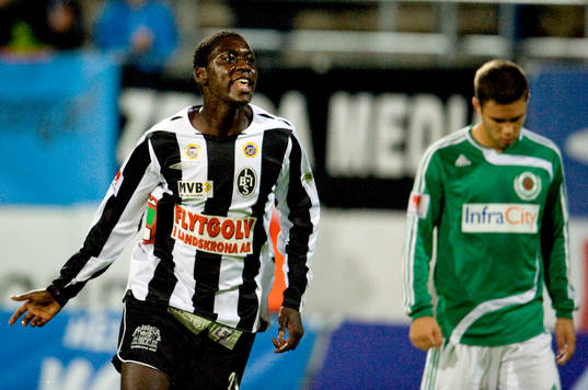 Alagie Sosseh, Landskrona gjorde 2-0 på straff. jubel