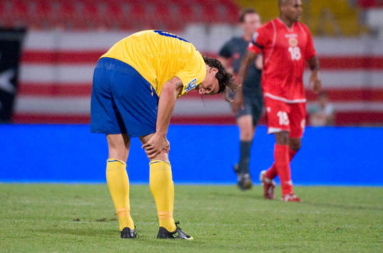 Zlatan Ibrahimovic, Sverige, har ont i sitt knä