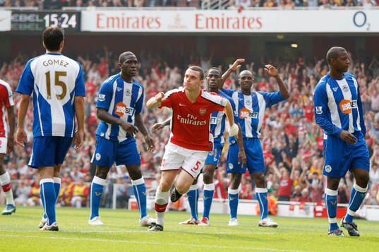 Thomas Vermaelen, glädje, jubel, 1-0 till Arsenal