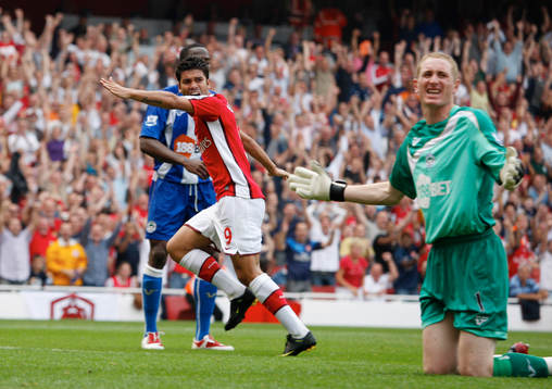 Eduardo, glädje, jubel, 3-0 till Arsenal