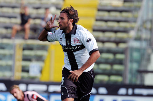 Zaccardo, gjorde 1-0 till Parma, jubel
