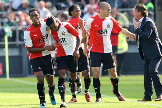 Andwele Slory, glädje och jubel över 1-2 till Feyenoord