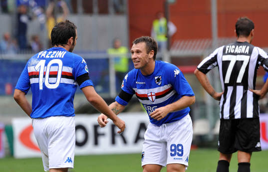 Cassano, Sampdoria, glädje, jubel