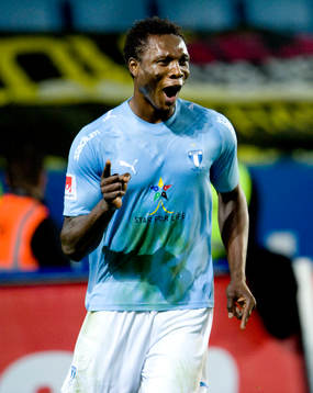 Edward Ofere, Malmö har gjort 3-0. Jubel