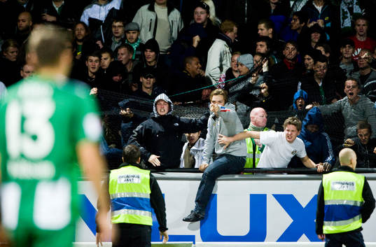 Hammarbyfans sliter ned nätet och springer in på planen